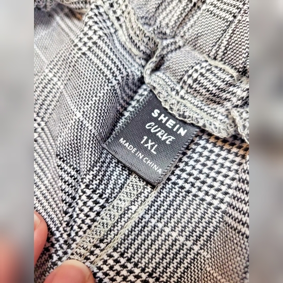 Shein houndstooth plaid drawstring pants - Picture 5 of 11